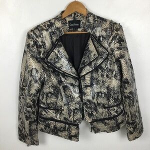 NWOT ChouYatou Faux Snakeskin Studded Peplum Double Zip Jacket XL